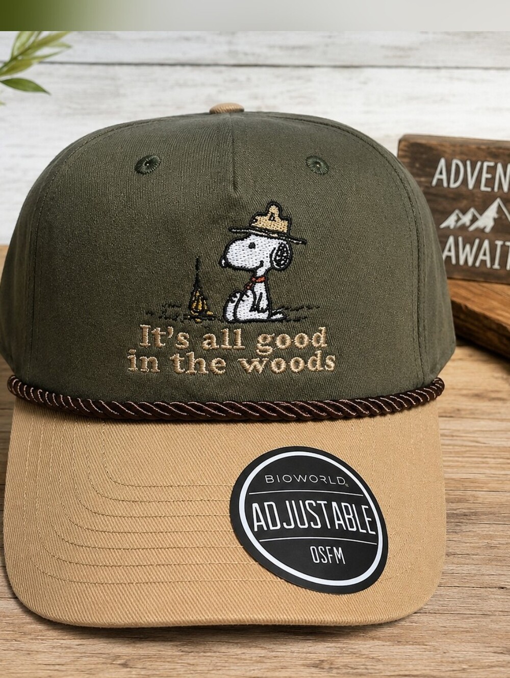 Peanuts Ranger Snoopy It's All Good in the Woods Hat Embroidered Twill